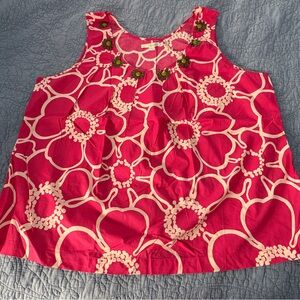 NWOT Biden Size 18 Women’s Pink Floral Sleeveless Top with Neck Detail